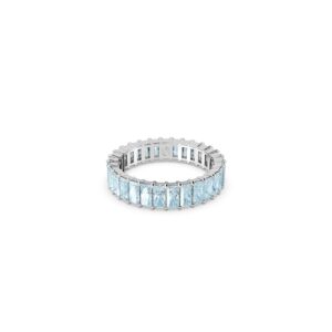 Matrix ring Baguette cut, Blue, Rhodium plated