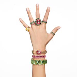 Matrix ring Baguette cut, Pink, Rose gold-tone plated