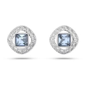 Angelic stud earrings Square cut, Blue, Rhodium plated