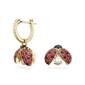 Idyllia drop earrings, Ladybug, Red, Gold-tone plated