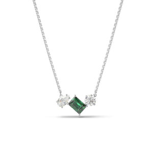 Mesmera pendant, Mixed cuts, Green, Rhodium plated