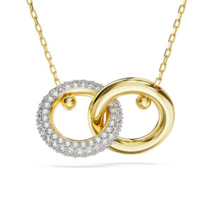 Dextera pendant, Interlocking loop, White, Gold-tone plated