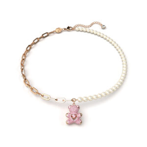 Teddy pendant, Bear, Pink, Rose gold-tone plated