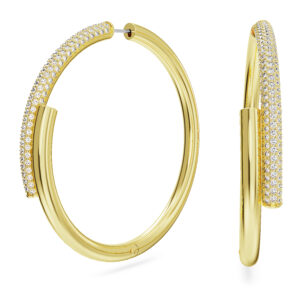 Dextera hoop earrings, White, Gold-tone plated