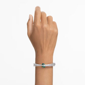 Hyperbola bangle, Carbon neutral zirconia, Green, Rhodium plated