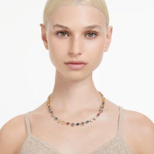 Stilla necklace, Mixed cuts, Multicolored, Gold-tone plated