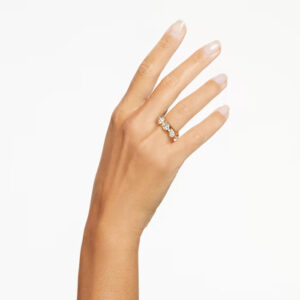 Dextera ring, Mixed cuts, White, Gold-tone plated