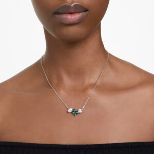 Mesmera pendant, Mixed cuts, Green, Rhodium plated