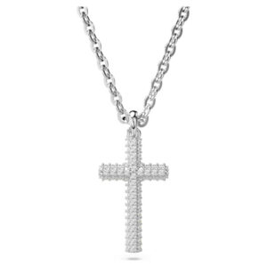 Insigne pendant Pavé, Cross, White, Rhodium plated