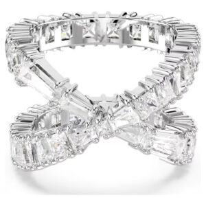Hyperbola ring Infinity, White, Silver-tone finish