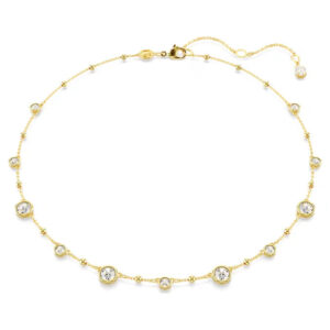 Imber necklace Round cut, Scattered design, White, Gold-tone plated