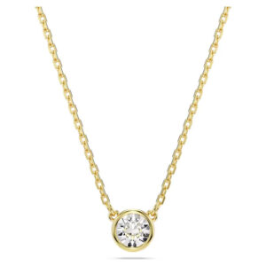 Imber pendant Round cut, White, Gold-tone plated