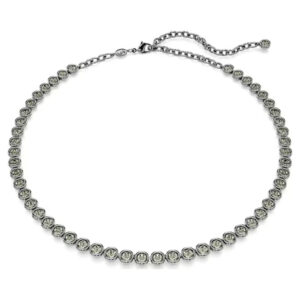 Imber Tennis necklace Round cut, Gray, Ruthenium plated