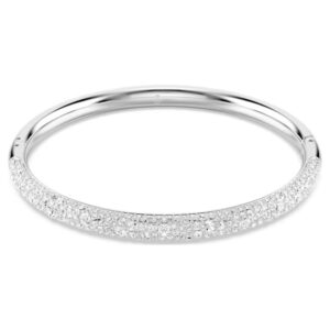 Sublima bangle Snow pavé, White, Rhodium plated