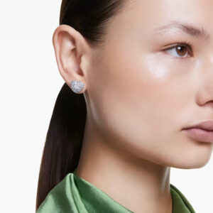 Idyllia stud earrings Heart, Blue, Rhodium plated