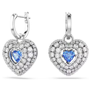 Idyllia drop earrings Heart, Blue, Rhodium plated