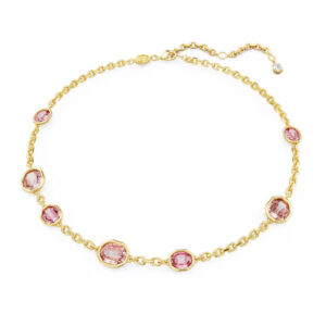 Imber necklace Octagon cut, Pink, Gold-tone plated