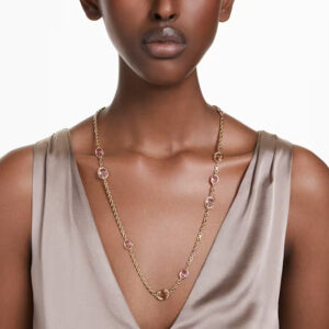 Imber strandage Octagon cut, Long, Pink, Gold-tone plated