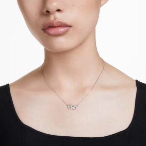 Hyperbola pendant Pavé, Infinity, White, Rhodium plated