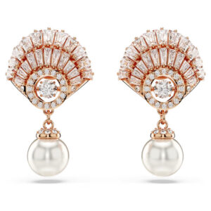 Idyllia drop earrings Shell, White, Rose gold-tone plated