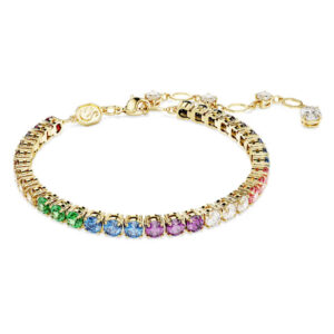 Matrix bracelet Round cut, Multicolored, Gold-tone plated