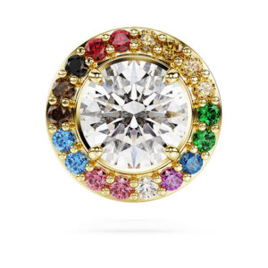 Matrix tack pin Round cut, Multicolored, Gold-tone plated