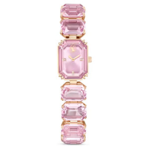 Watch Octagon cut bracelet, Pink, Rose gold-tone finish
