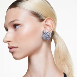 Idyllia clip earrings Shell, Blue, Mixed metal finish