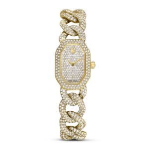 Dextera Chain watch, Swiss Made, Crystal bracelet, Gold tone, Gold-tone finish