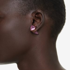 Lucent stud earrings, Pavé, Spike, Pink, Mixed metal finish