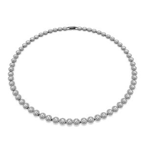Una necklace, Round cut, Long, White, Ruthenium plated