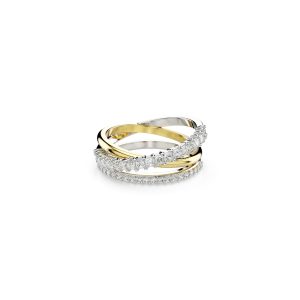 Hyperbola ring, Mixed cuts, White, Mixed metal finish