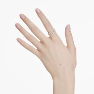Hyperbola ring, Mixed cuts, White, Mixed metal finish