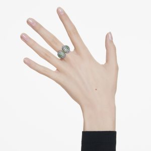 Sublima cocktail ring, Round cut, Multicolored, Ruthenium plated