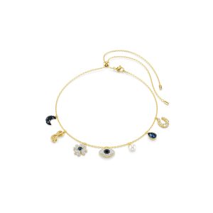Symbolica choker, Moon, infinity, clover, evil eye and horseshoe, Blue, Gold-tone plated