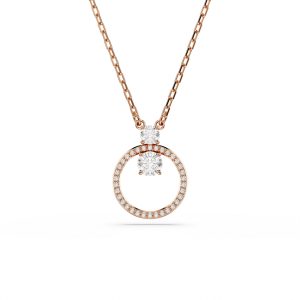 Constella pendant, Pavé, Round cut, White, Rose gold-tone plated