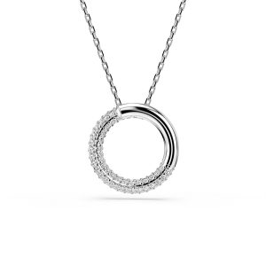 Dextera pendant, Pavé, White, Rhodium plated