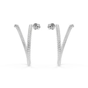 Dextera hoop earrings, Round cut, White, Rhodium plated