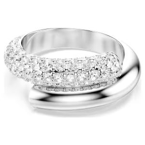 Dextera ring, White, Rhodium plated