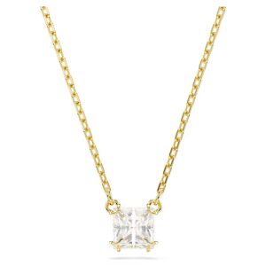 Stilla pendant, Square cut, White, Gold-tone plated