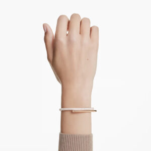 Dextera bangle, Magnetic closure, White, Rose gold-tone plated