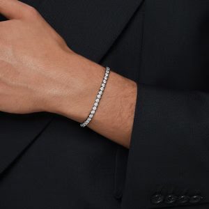 Matrix Tennis bracelet, Round cut, Gray, Ruthenium plated