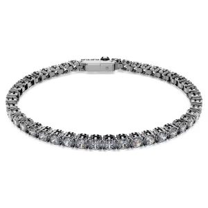 Matrix Tennis bracelet, Round cut, Gray, Ruthenium plated
