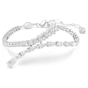 Matrix bracelet, Mixed cuts, White, Rhodium plated