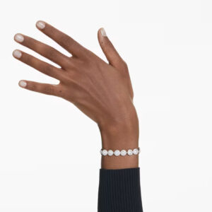Una bracelet, Round cut, White, Rhodium plated
