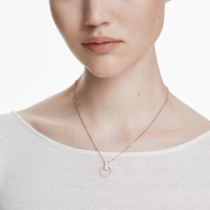 Constella pendant, Pavé, Round cut, White, Rose gold-tone plated