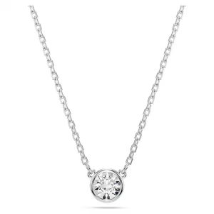 Imber pendant, Round cut, White, Rhodium plated
