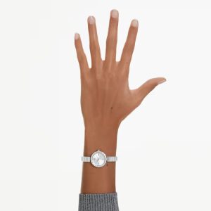 Matrix Bangle watch, Swiss Made, Crystal bracelet, Silver tone, Stainless Steel