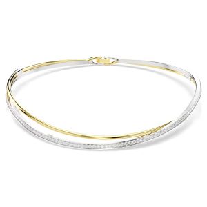Hyperbola choker, Round cut, White, Mixed metal finish