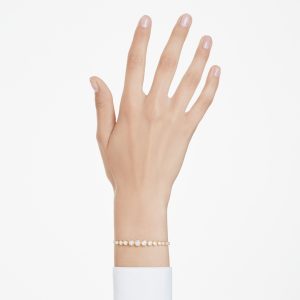 Imber Tennis bracelet, Mixed round cuts, White, Gold-tone plated